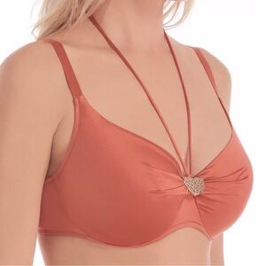 Chantelle Sense Full Cup Underwire Swim Top 32G (32-DDDD) in Tan Rose Peach